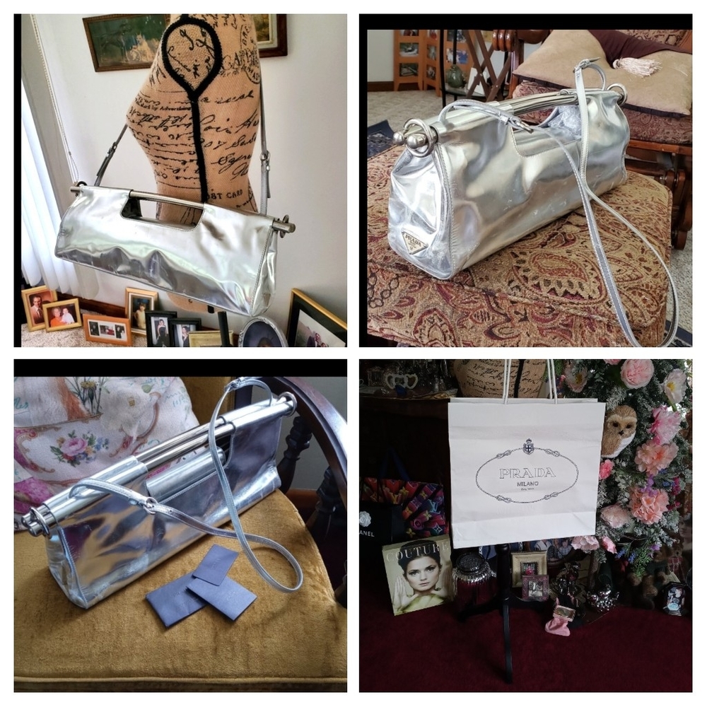 (Duplicate Listing) PRADA Vitello Daino Bar in Silver· Authentic